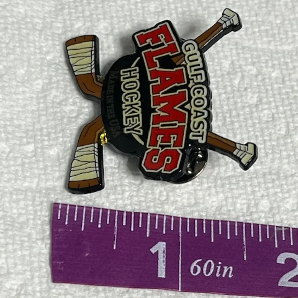 NEW Gulf Coast Flames Youth Hockey USA Lapel Hat Tack Pin 1.5